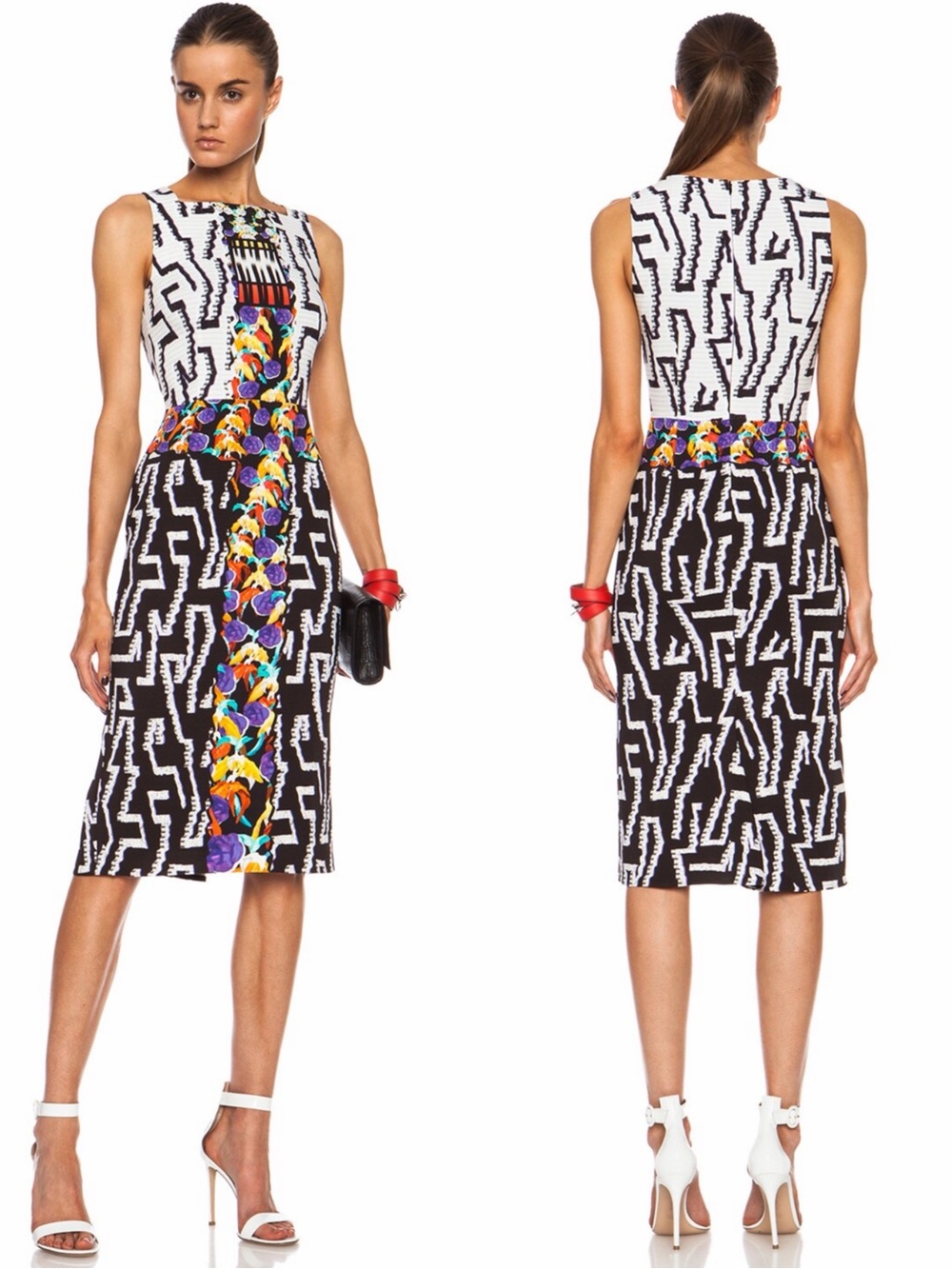 Peter Pilotto Kia DR96 Printed Sheath Dress US 4 Multicolor Designer